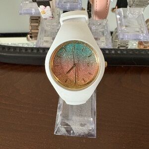 ICE White Watch with Multicolor Gradient Sparkle Face